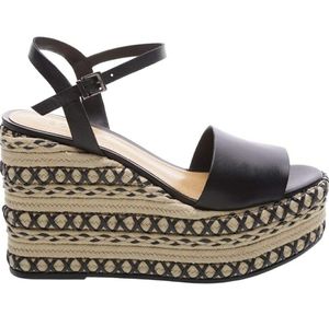 Schutz New Platform Sandal Black Leather 6.5